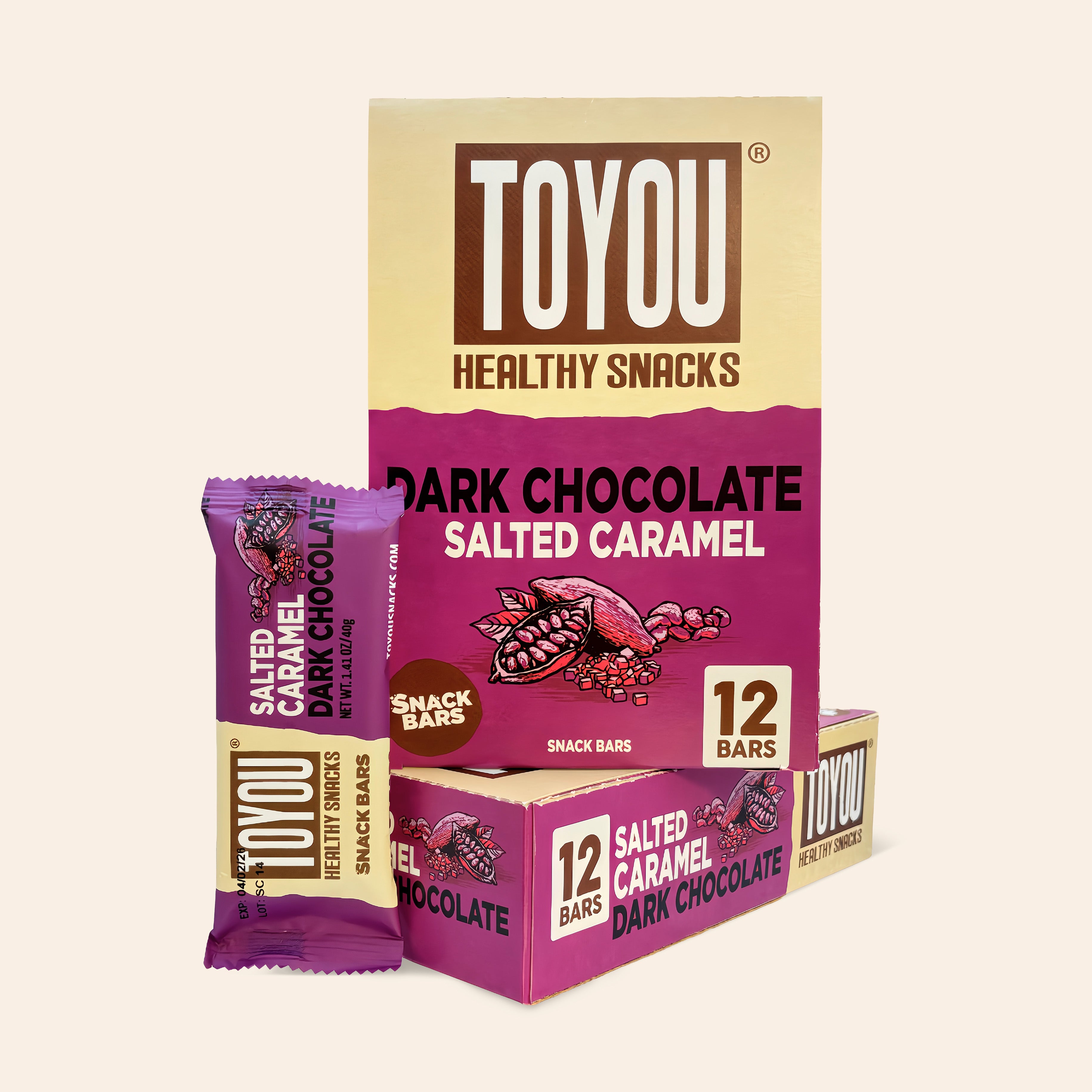 Dark Chocolate Salted Caramel Snack Bar - 12 bars – ToYou Snacks