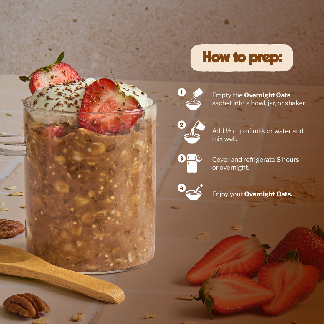 Overnight Oats Strawberry Chocolate Fiber & Collagen - 5 pack